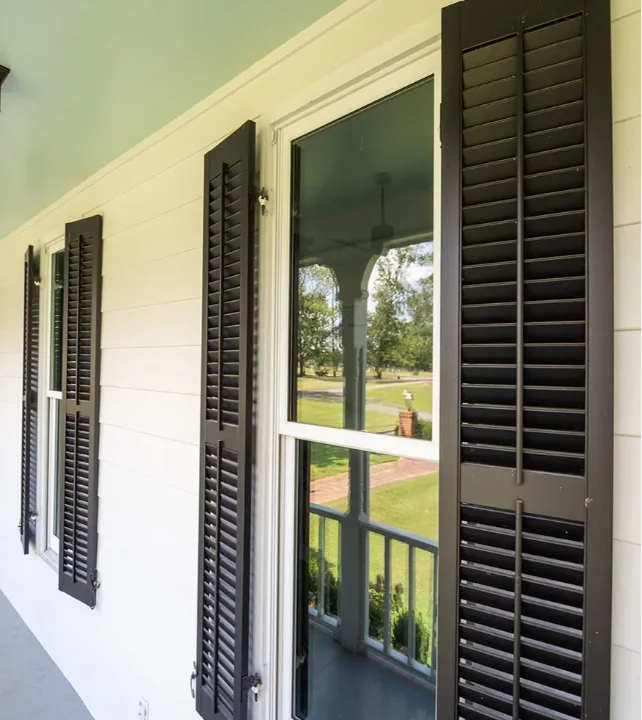 Heavy Duty Fixed Louver-2-Sections-False-Control-Rods-Louvers-Up-Dark-Green-3