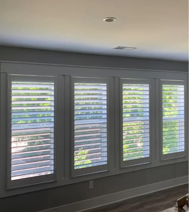 White Louvered interior shutters bedroom-(Hilton-Head)-1