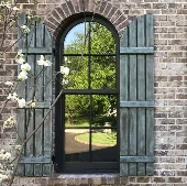 Board and Batten-4 Vertical Boards-3 Battens-Quarter Round Arch-Distressed